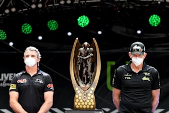 Rival grand final coaches Ivan Cleary and Wayne Bennett front the media for the final time on Friday.