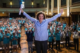Kooyong independent Monique Ryan at her campaign launch earlier this month.