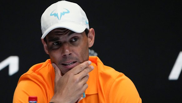 Spain’s Rafael Nadal during his press conference on Saturday.