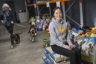 A dream come true: Pets of the Homeless founder Yvonne Hong at the new Pet Food Bank in Cheltenham. 