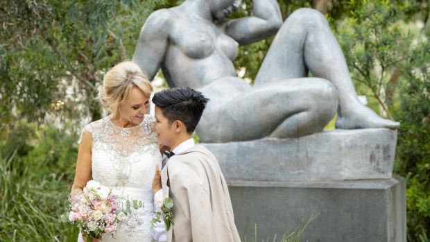 Love and art came together for the wedding of Bella Insch and Mhera Nelson-Insch in the sculpture garden at the NGA.