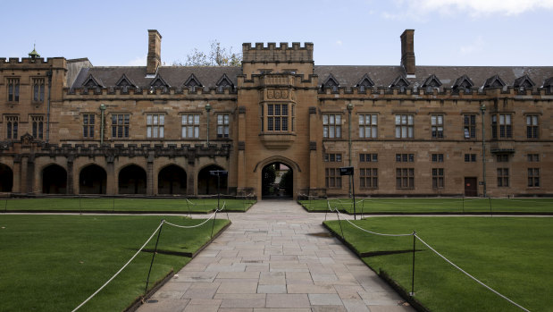 Ghost town: The near-empty University of Sydney campus.
