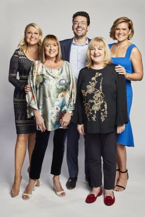 The most recent Studio 10 line-up (from left): Angela Bishop, Denise Drysdale, Joe Hildebrand, Denise Scott and Sarah Harris.