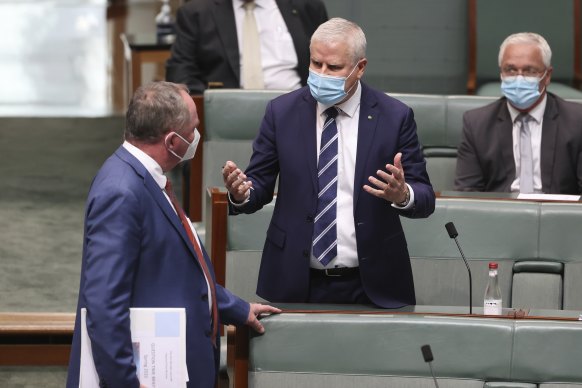 Former deputy prime minister Michael McCormack (centre)  has urged the party to concentrate on winning the upcoming election.