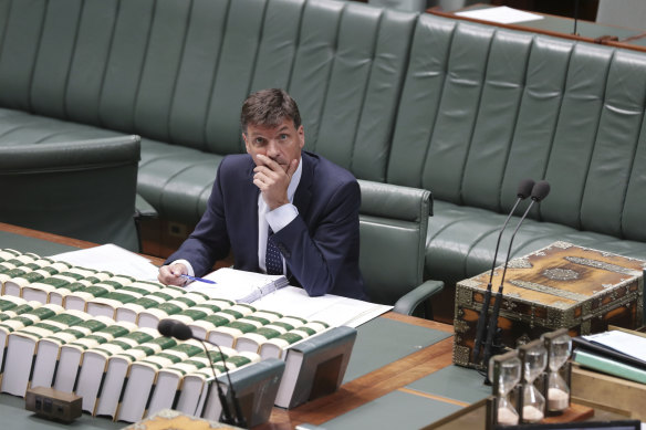 Minister for Energy Angus Taylor during debate in the House of Representatives on Thursday.