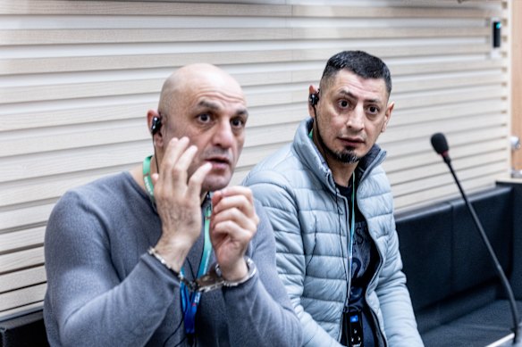 Kidnapping suspects Allahverdi Allahverdiyev (left) and Ilgar Mamedov at a court hearing in Tallinn, Estonia on June 9.