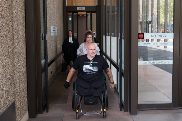 Mark Urquhart leaves the Federal Court after a second day in the witness box.