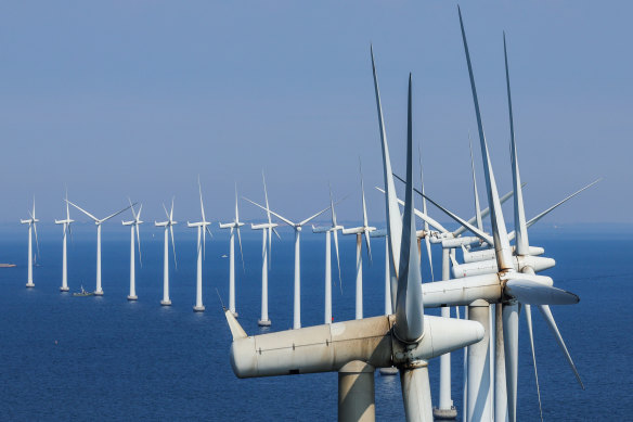 An offshore wind farm in Denmark.