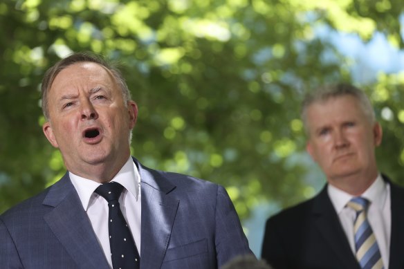 Opposition Leader Anthony Albanese and Labor’s industrial relations spokesman Tony Burke.