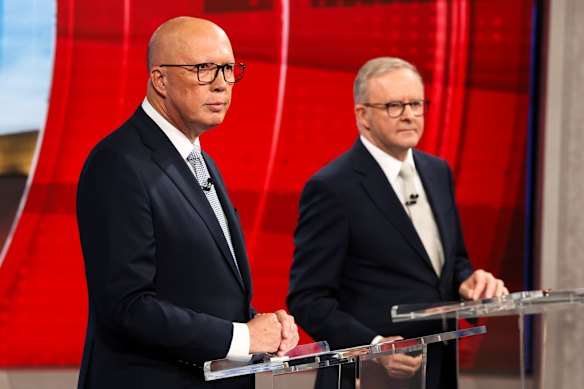 Peter Dutton and Anthony Albanese during their third debate.
