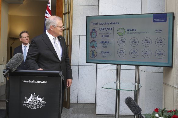 Health Minister Greg Hunt and Prime Minister Scott Morrison reveal new doses of the Pfizer vaccine could get the vaccination program back on track.