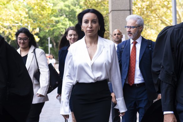 Former ABC radio presenter Antoinette Lattouf outside the Federal Court in February.