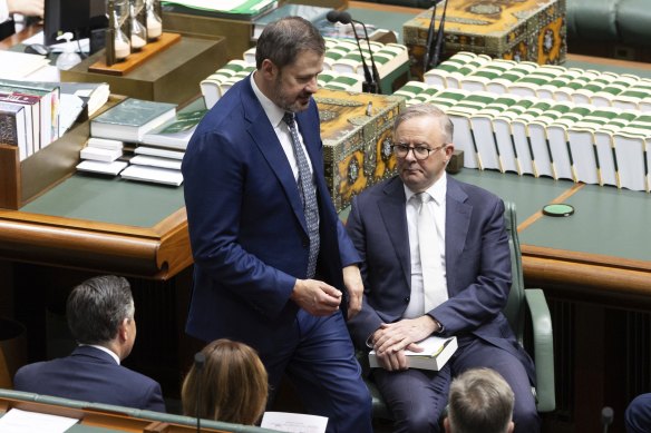 Industry Minister Ed Husic, who today urged Australia to step up support for Palestinians, with the prime minister in parliament.
