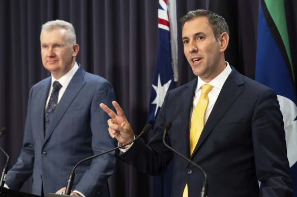 Treasurer Jim Chalmers (right) and Employment Minister Tony Burke.