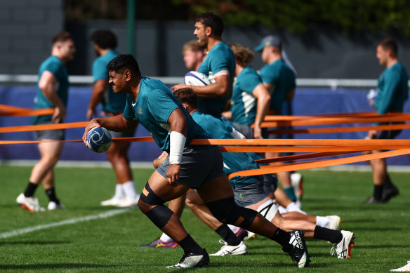 Will Skelton during a Wallabies training session on Tuesday.