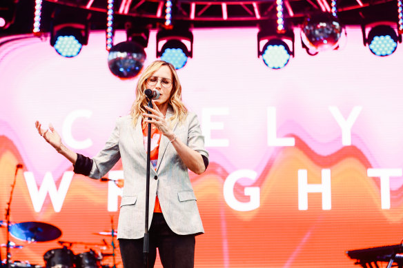 Chely Wright performs onstage during the OUTLOUD: Raising Voices Concert Series at Los Angeles Memorial Coliseum last year.