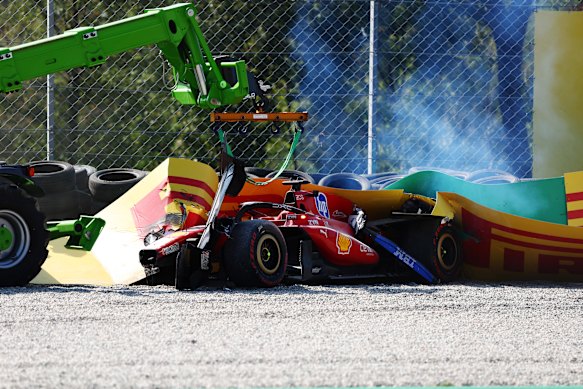 Charles Leclerc crashed out of the Monza GP