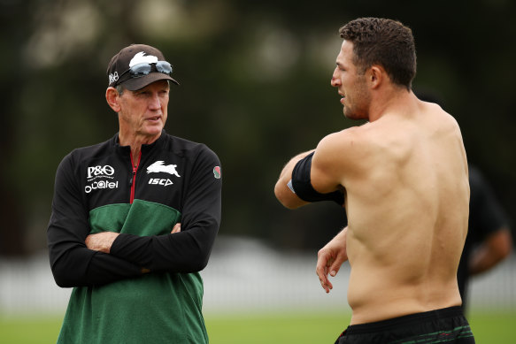 Shouldering arms: Wayne Bennett and Sam Burgess.