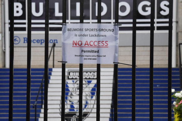 Sign of the times: The Bulldogs have been forced to stand down several staff members during the coronavirus crisis.