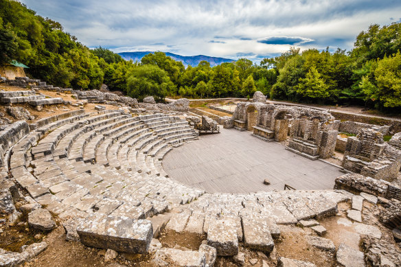 The ancient Greek theatre in Butrint National Park, Albania.