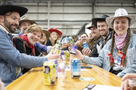 Chris Vran (second from right) and partner Brittany Prentice at the GABS craft beer festival.