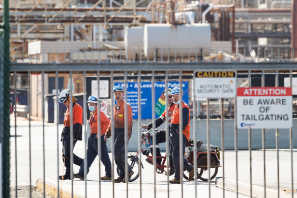 Workers at the Altona refinery on Wednesday