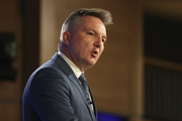 Labor’s Chris Bowen at the National Press Club in Canberra yesterday. 