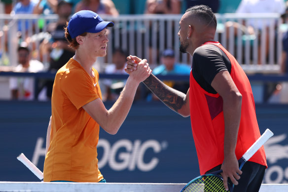 Kyrgios and Sinner exchanged a handshake and a few words after the match.
