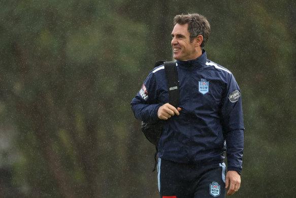 NSW Blues coach Brad Fittler cracks a smile in Perth this week.
