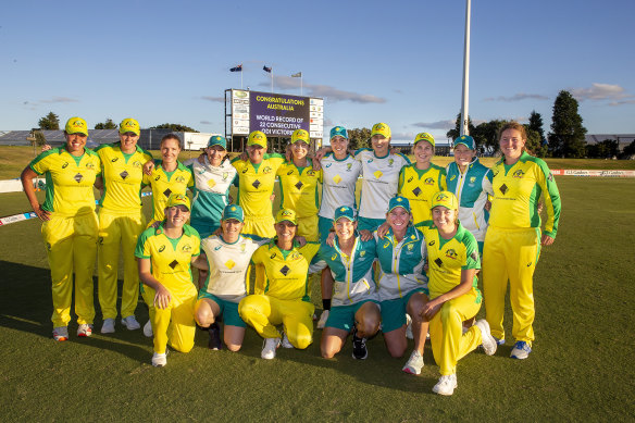 History: the Australian women’s team broke the record with their 22nd ODI win on the trot.