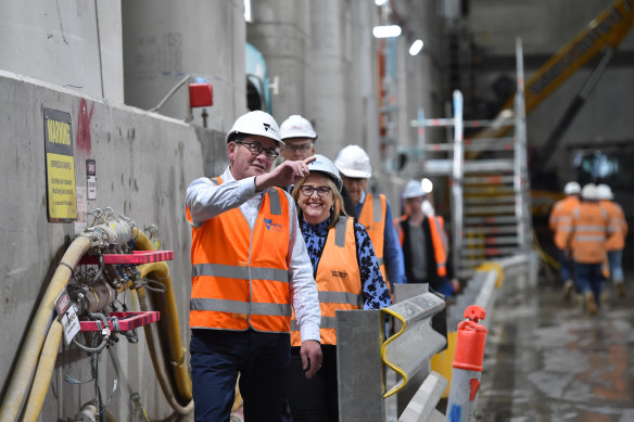 December 2022: Then-premier Daniel Andrews and Jacinta Allan, the then transport infrastructure minister, tour the Town Hall station site.