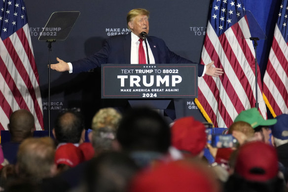 Former US president Donald Trump speaks at a campaign event on Thursday as Mike Pence gave his testimony to the Capitol riots probe.