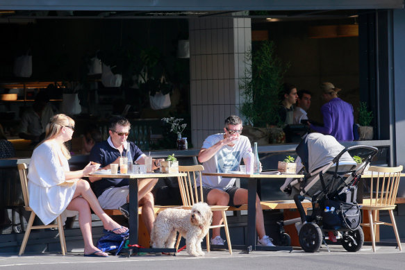 Locals enjoy a coffee in Hampton Street, Hampton.