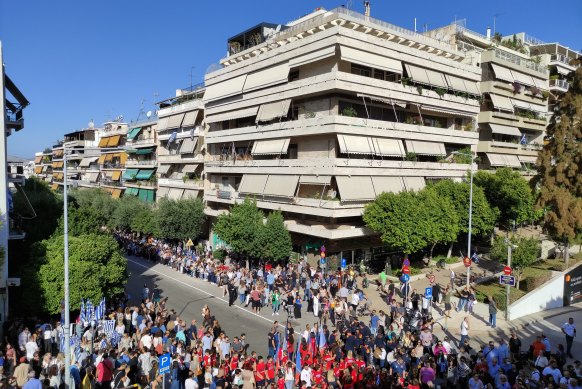 The central squares of Nea Smyrini are a popular gathering spot for locals.