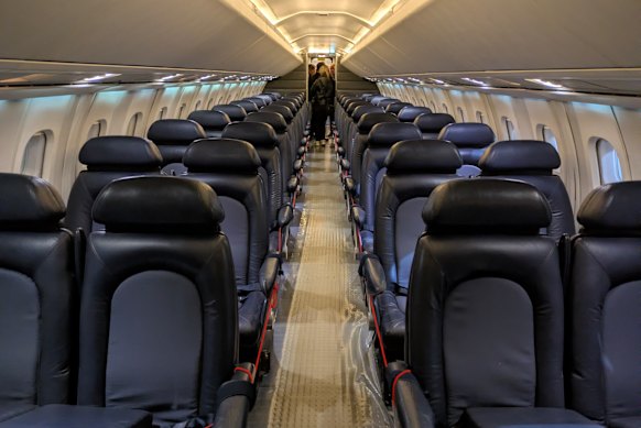 In the cabin, with little headroom.