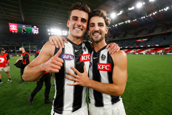 Nick and Josh Daicos after Nick’s debut in 2022.