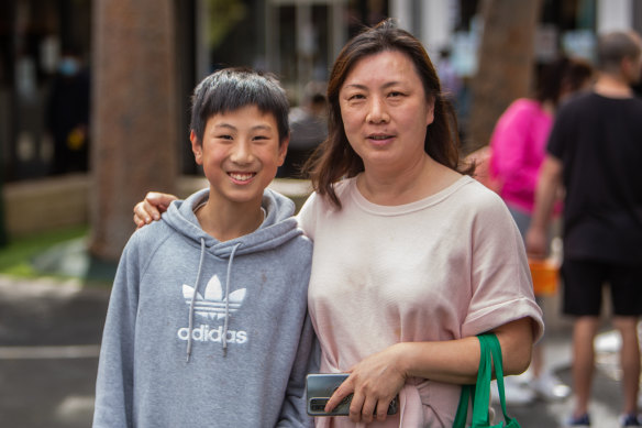 Vivienne Wang and son Anson, taking about the election in Box Hill in the electorate Chisholm.