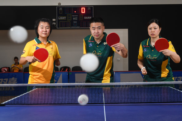 Australia’s former Chinese competitors:  Yang Qian, Ma Lin and Lei Lina.