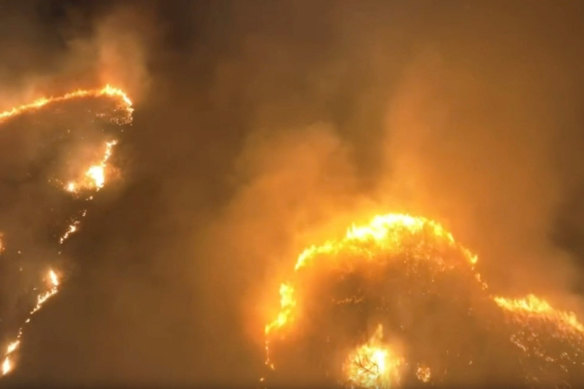 An aerial view of fires in Kihei, Maui County, Hawaii 