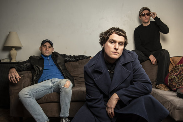 Sydney indie rockers DMA'S, (from left) Matt Mason, Johnny Took and Tommy O’Dell, are swapping their Britpop sound for a splash of dance music with new album The Glow.
