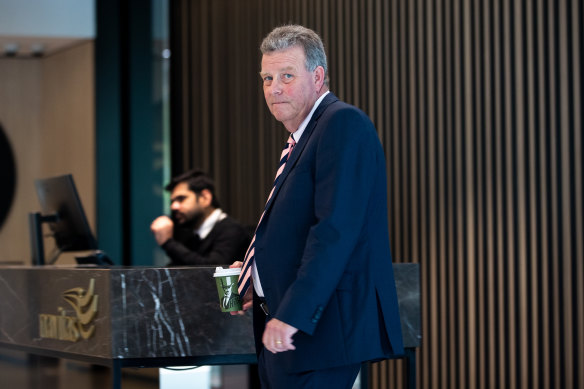 Town planner David Furlong, pictured outside the ICAC on Friday, is a long-time friend of Canada Bay mayor Angelo Tsirekas.