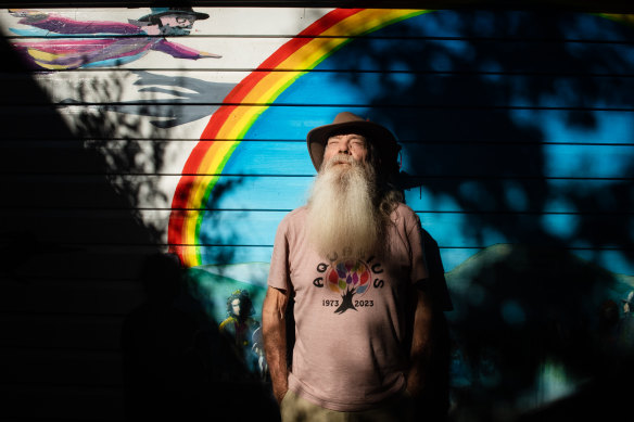 Aquarius Festival director Graeme Dunstan in Nimbin. A political activist, Dunstan has lived in a van for the past 20 years. 