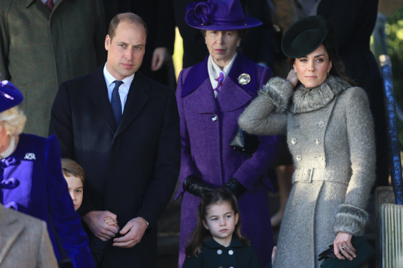 Prince William Duke of Cambridge, Princess Anne and Kate, Duchess of Cambridge, appeared together for the traditional Christmas Day photographs at Sandringham estate.