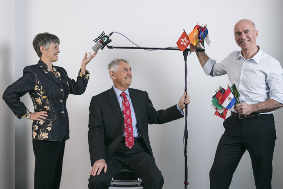 Appen founders Dr Julie Vonwiller and Chris Vonwiller with chief executive Mark Brayan. 