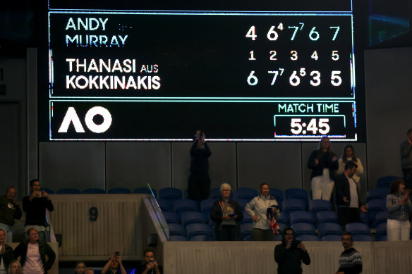 The five hour and 45 minute match on Margaret Court Arena finished at 4.05am local time.