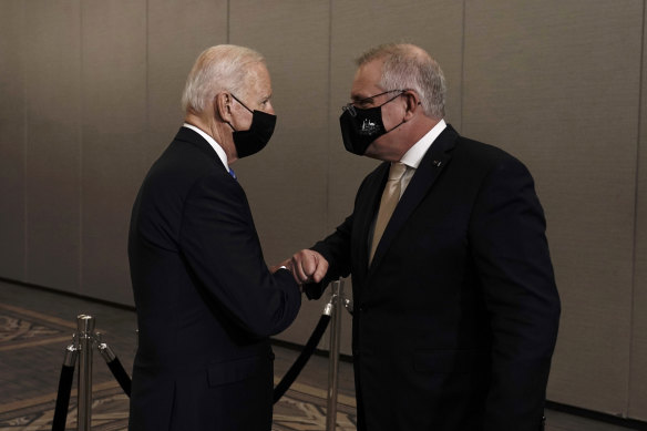 Prime Minister Scott Morrison (right) will never see eye to eye with US President Joe Biden on climate.