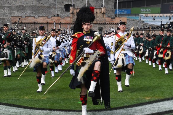 Ready to go: Royal Edinburgh Military Tattoo with performers during rehearsals on Wednesday.