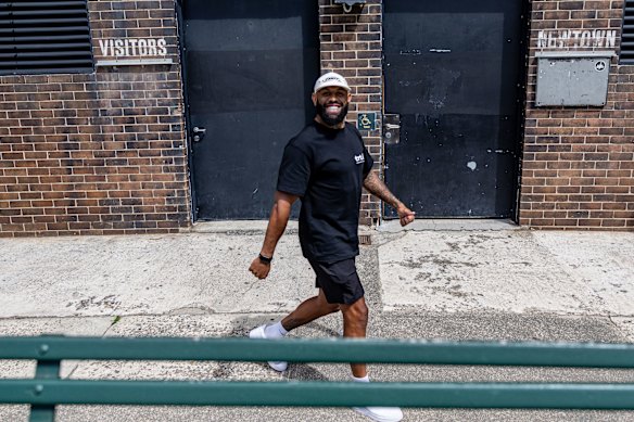 All smiles: Josh Addo-Carr at Erskineville Oval in the off-season.