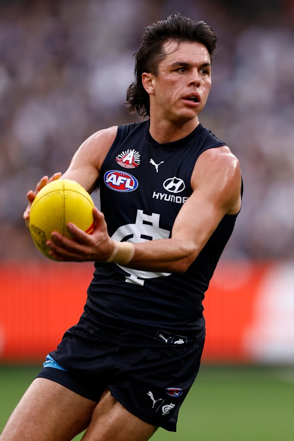 Elijah Hollands in action for the Blues.