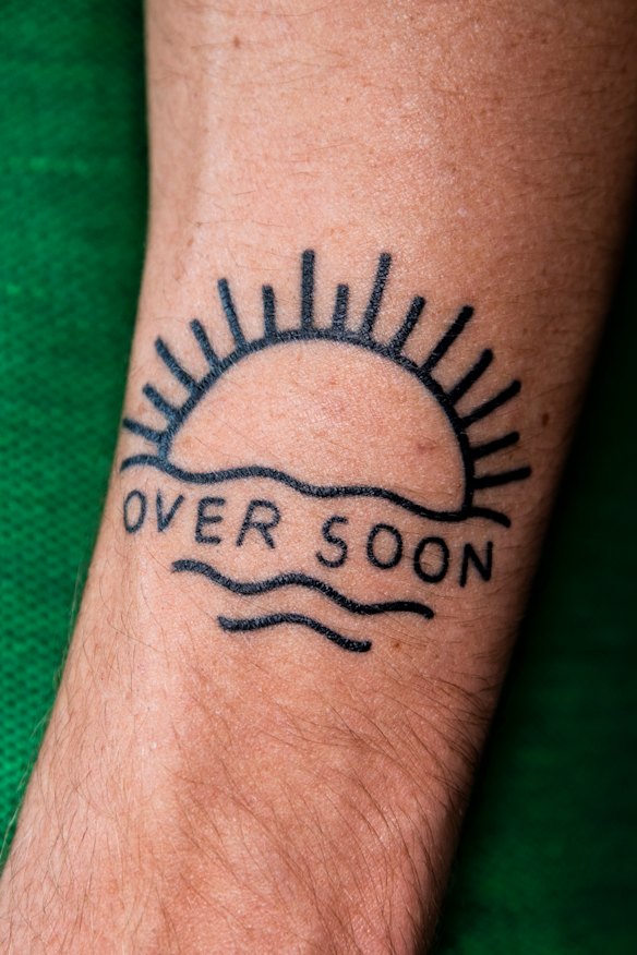 Open to interpretation: Another one of Jackson Irvine's peculiar tattoos.